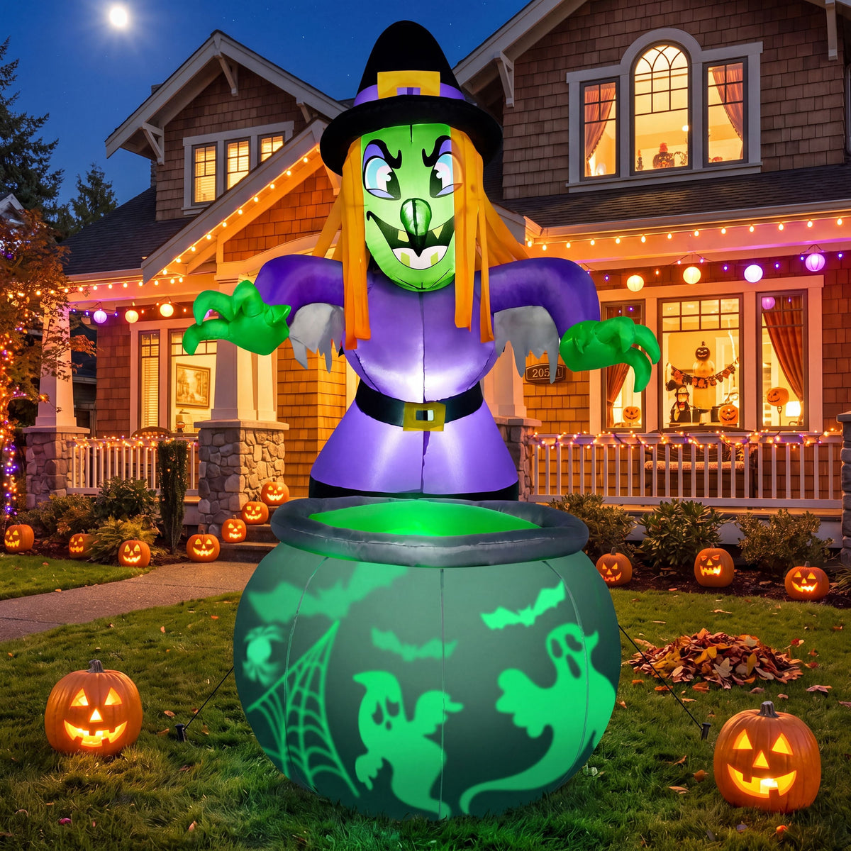 Joyfy 5 Ft Tall Halloween Inflatable Pumpkin,Blow Up Pumpkin with Projector Face and Music Lights,Outdoor Decorations for Yard,Garden,Lawn,Party