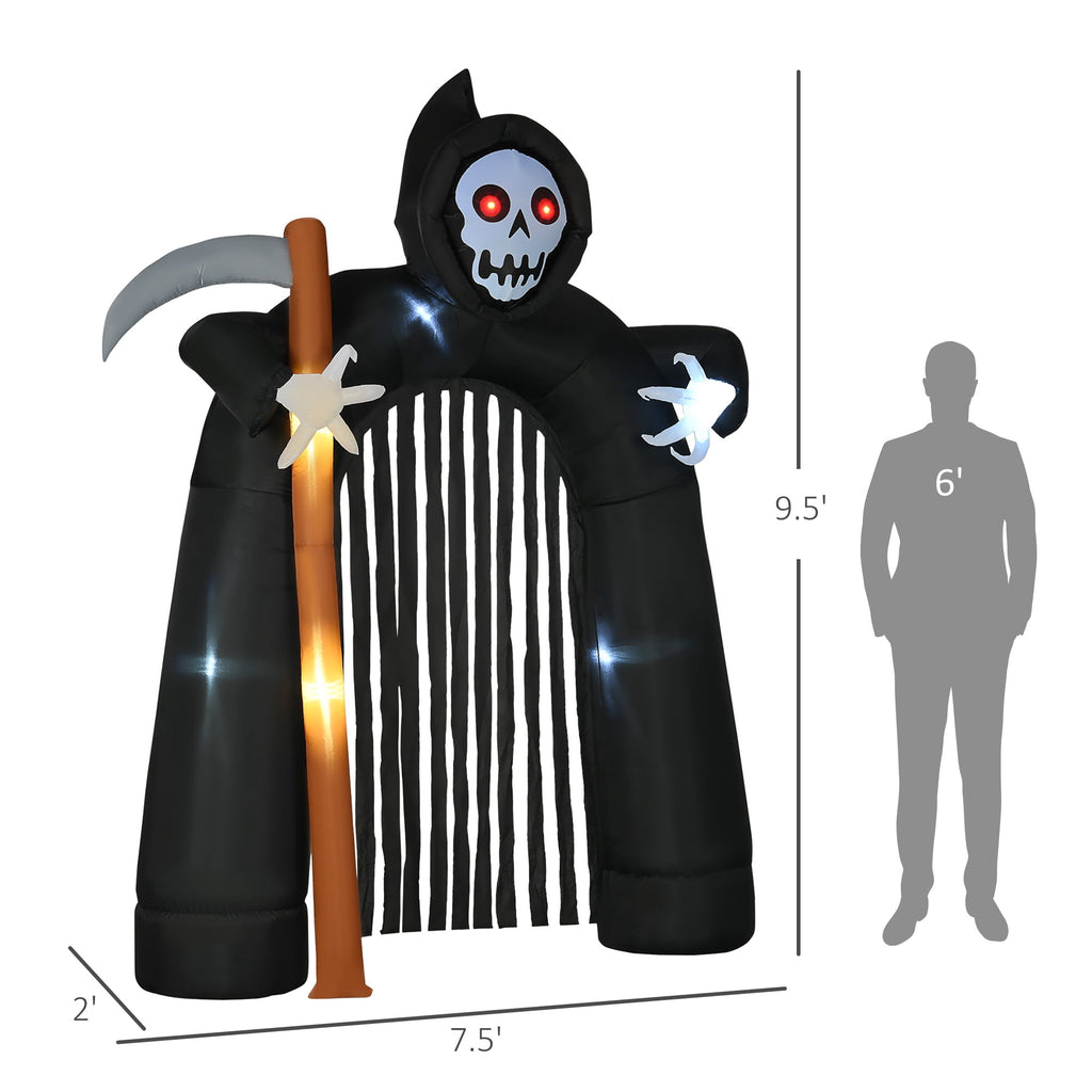 Outsunny 11.8' H Large Halloween Inflatable Archway Ghost Bat Pumpkin Spider, Halloween Decoration with LED Lights for Garden Indoor Outdoor
