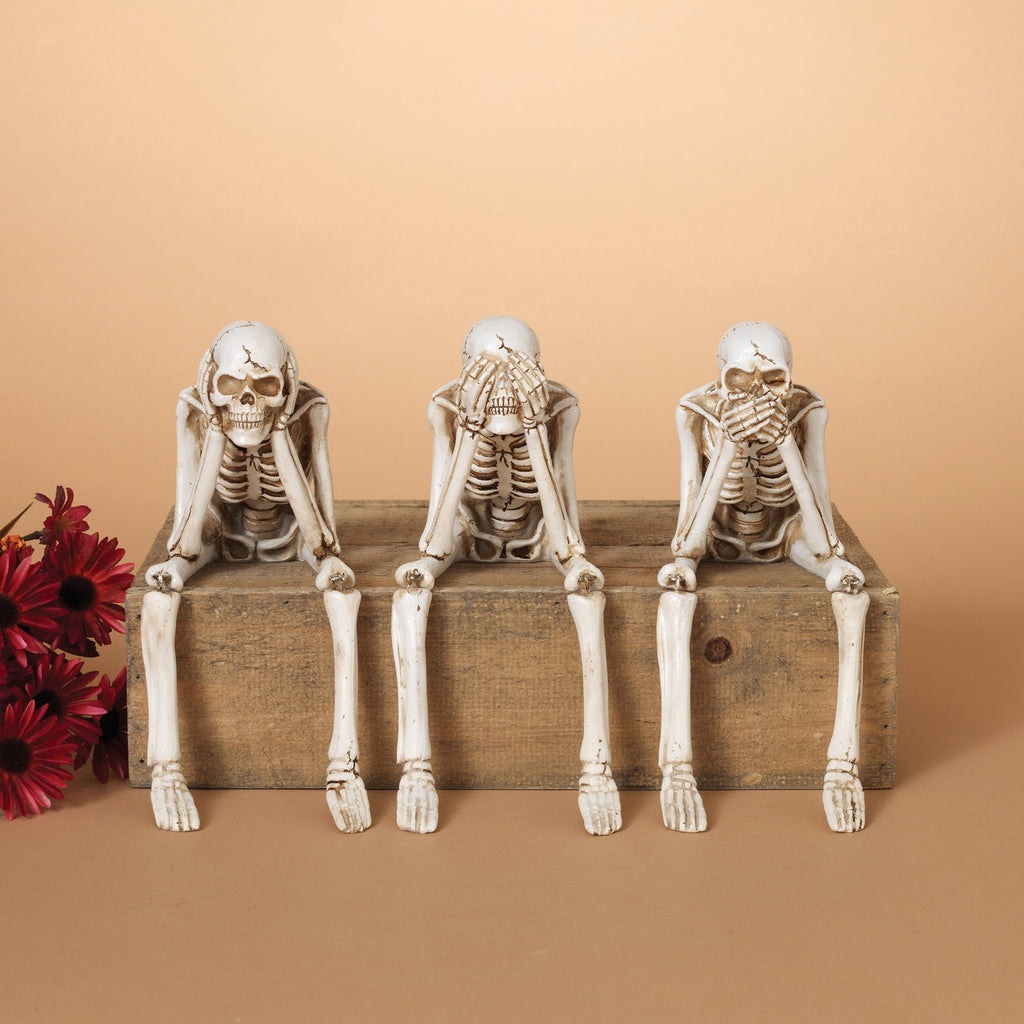 8 in. Spooky Halloween Skeletons Creepy Decor Set of Three