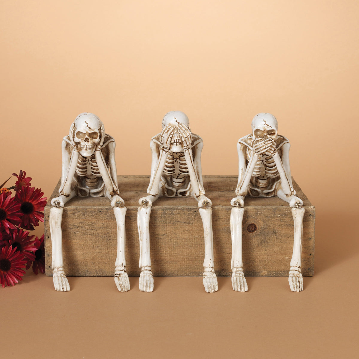 8 in. Spooky Halloween Skeletons Creepy Decor Set of Three