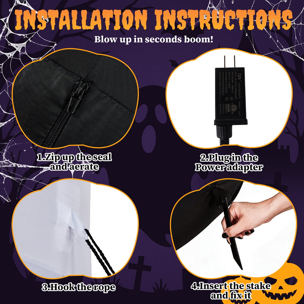 Ktaxon 12' Halloween Inflatables Ghost Outdoor Halloween Decoration,Color Change,Built-In LED