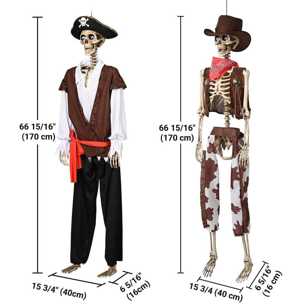 Yescom Halloween 5.6ft Life Size Skeleton Cowboy Detailed Costume Outdoor Indoor Haunted House Props Decor 2026