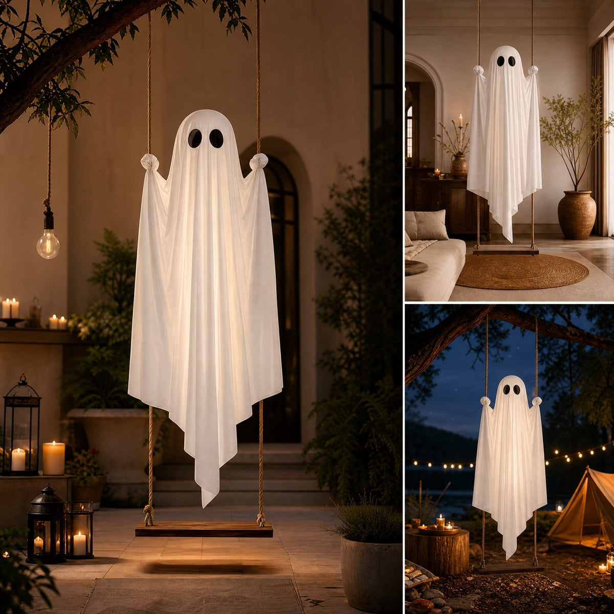 Halloween Animatronics Outdoor 72", Light Up Grim Reaper Street Lamp Post with Glowing Eyes, Life Size Standing Skeleton Decor for Lawn Porch, 1 Pack