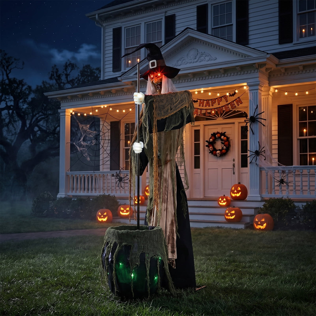Ktaxon 6ft Pumpkin Man Animated Animatronic Decoration Creepy Halloween w/ Classic Cape Creepy Cloaked Jack-o'-Lantern for Porch & Yard