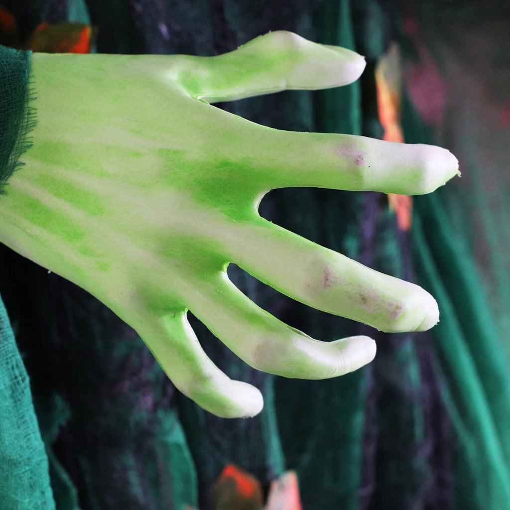 Haunted Hill Farm 6 ft Animatronic Talking Forest Witch with Movement and Lights for Scary Halloween Decoration, HHWITCH-44FLSA
