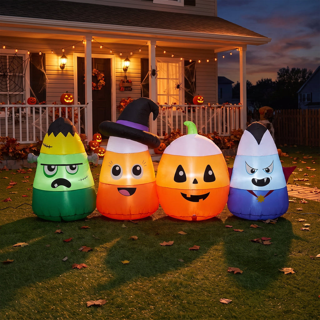 Candy Corn Characters Airblown Yard Inflatable, Multicolor, 6', Halloween by Way To Celebrate