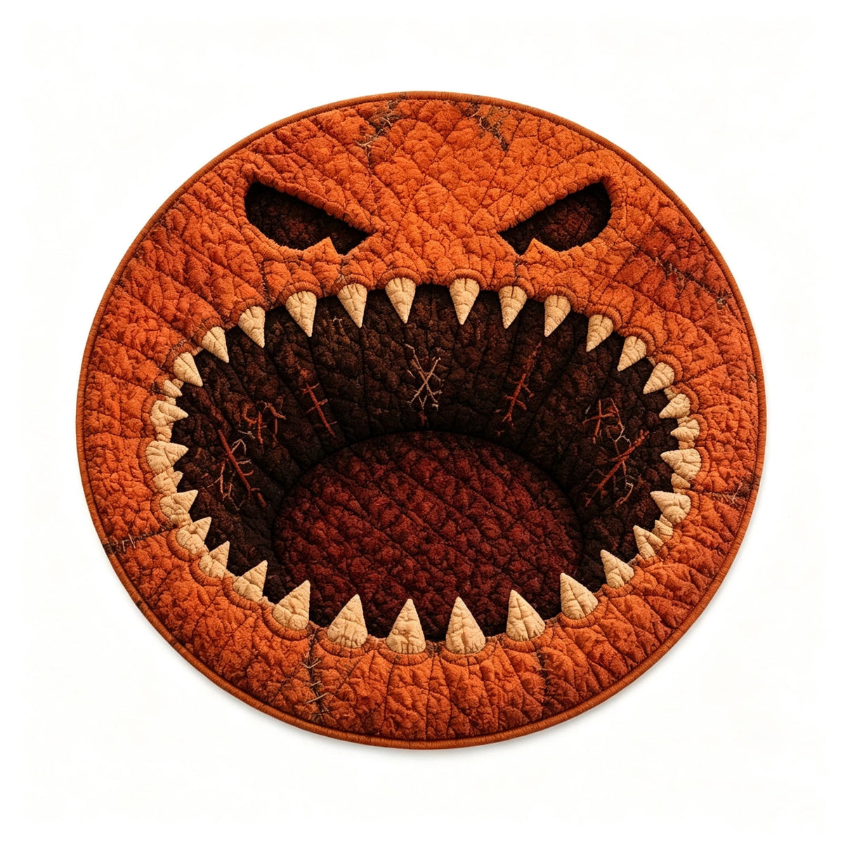 2Pcs 3D Circular Halloween Doormat – Monster Pumpkin Face With Sharp Teeth, Non-Slip Polyester Round Mat For Indoor/Outdoor, Spooky Cute Fall Decor, Perfect Gift For Halloween Lovers (72X72")