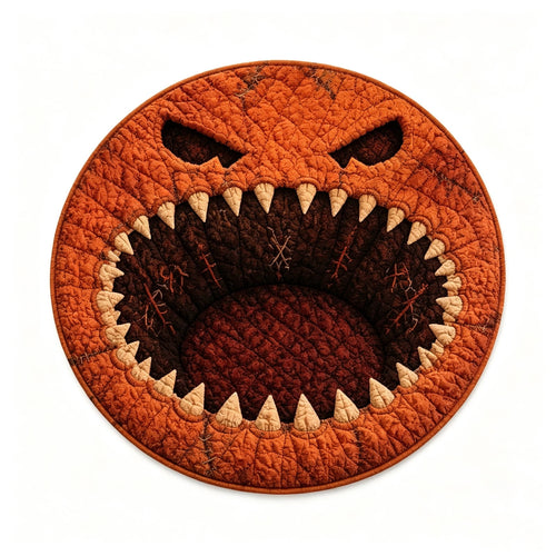 2Pcs 3D Circular Halloween Doormat – Monster Pumpkin Face With Sharp Teeth, Non-Slip Polyester Round Mat For Indoor/Outdoor, Spooky Cute Fall Decor, Perfect Gift For Halloween Lovers (72X72")