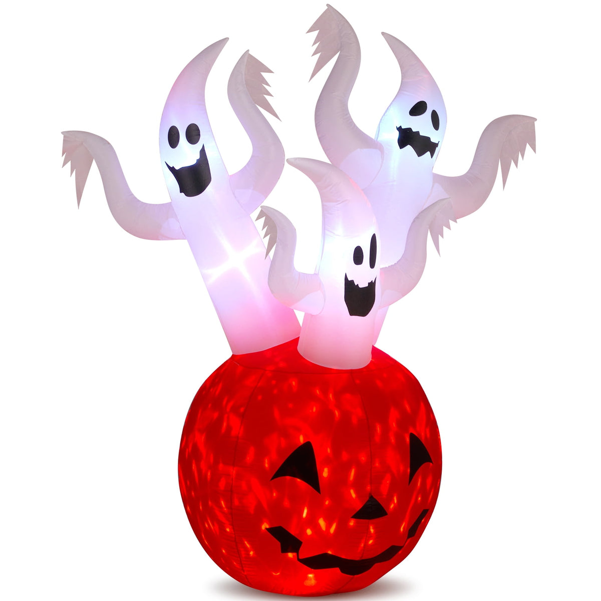 5.9ft Halloween Inflatable Pumpkin Ghost with LED Lights Scary Blow Up Yard Decor 1 Pack Set