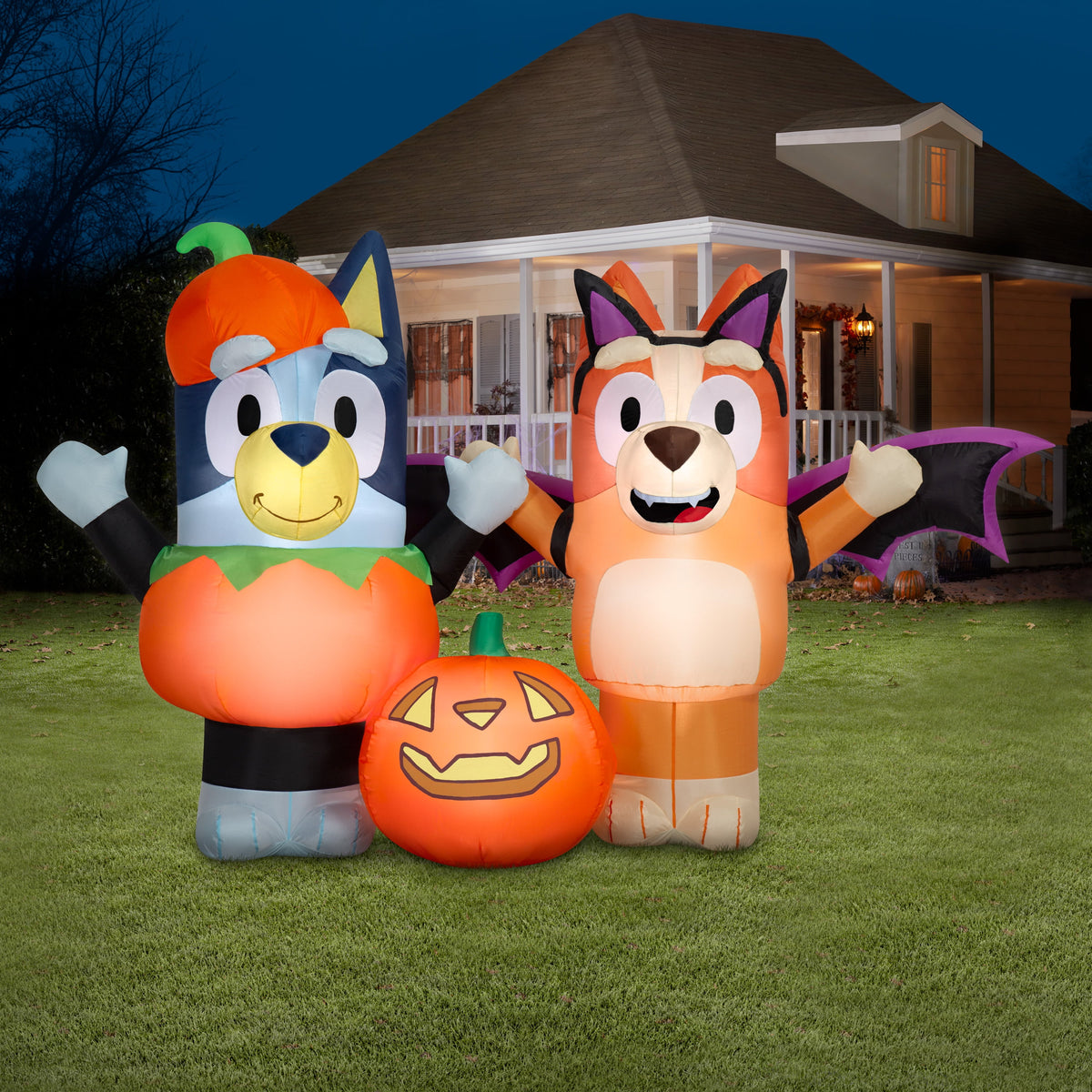 Halloween Airblown Yard Inflatables Bluey and Bingo & Pumpkin 96.06 in x 34.64 in x 62.59 in 4.63 lb