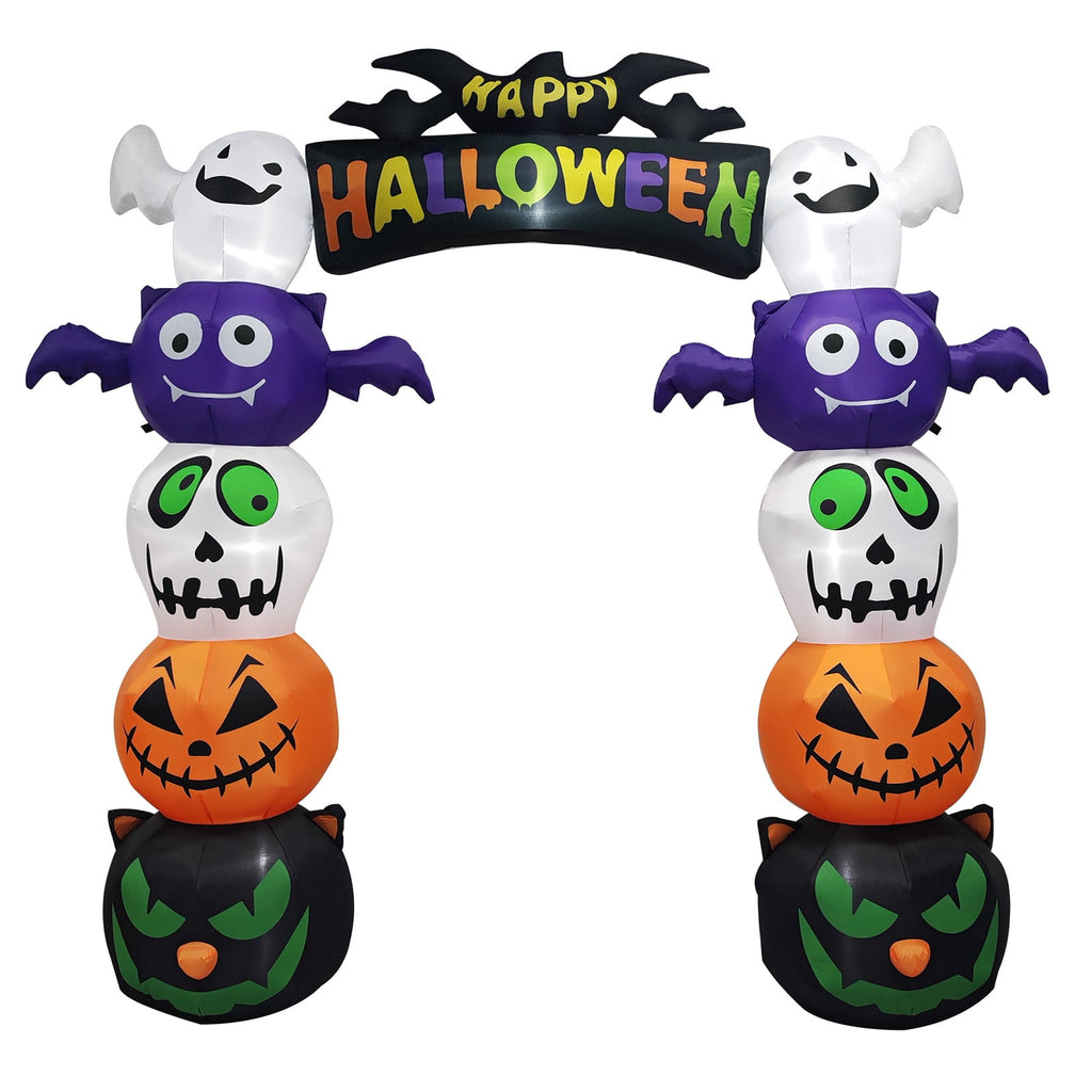 8.2FT Halloween Inflatable Pumpkin Archway with 7 LED Lights for Yard Display