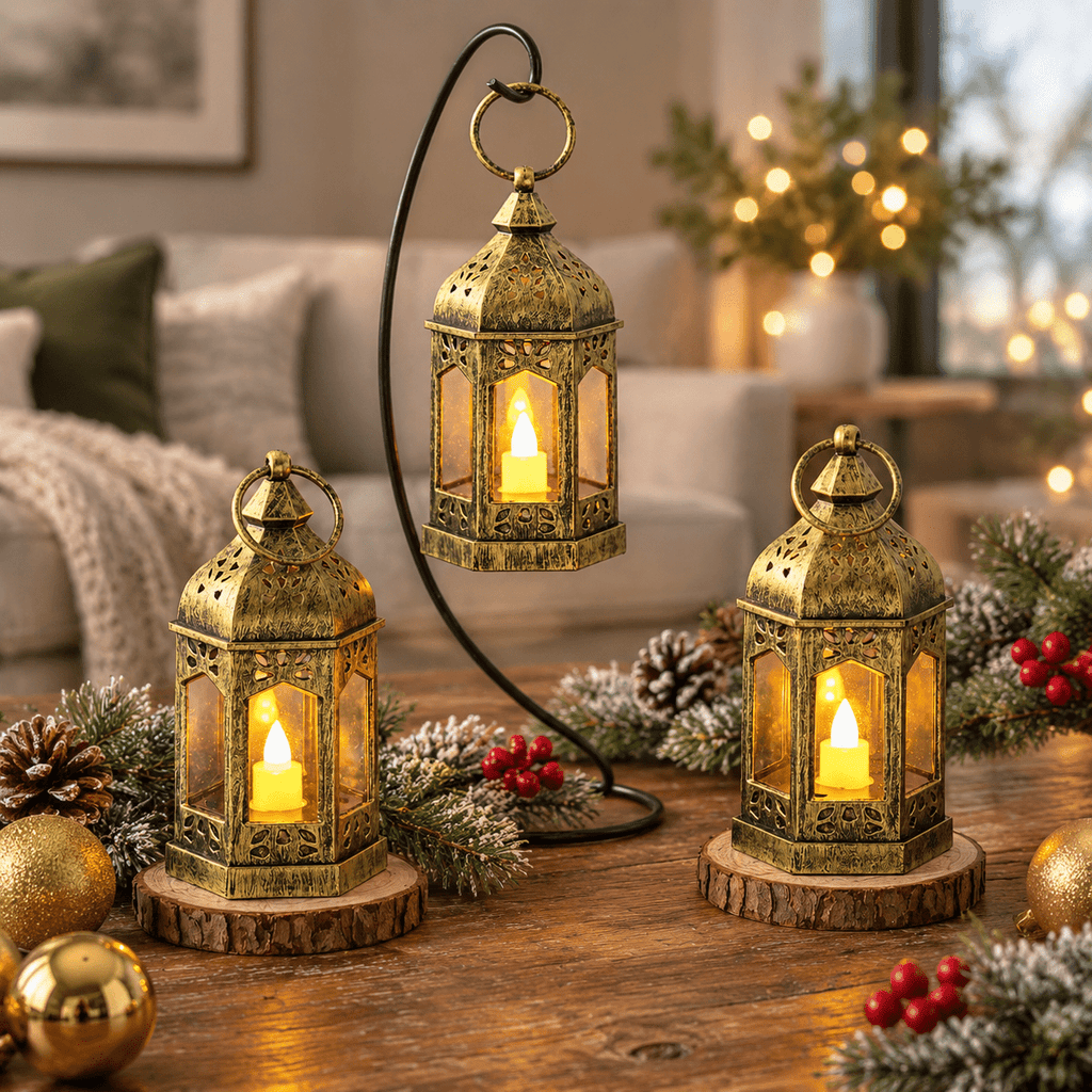 Mini Lantern With Flickering Led Candles Set Of 20 Vintdecorative Hanging Candle Lanterns Formas Wedding Decorations Party Table