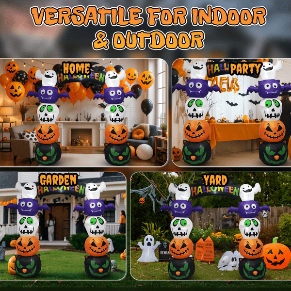 COTINSE 8.2FT Halloween Decorations Inflatable Pumpkin Archway with 7 LED Lights, Blow Up Outdoor Yard Decor & Party Supplies