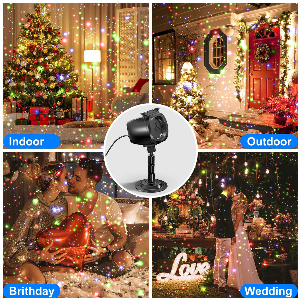 Christmas Laser Projector Lights Outdoor – RGB 3 Color Laser Light with 24 Patterns, IP65 Waterproof Starry Firefly Light Show for Garden Yard Holiday Party & Year-Round Decor