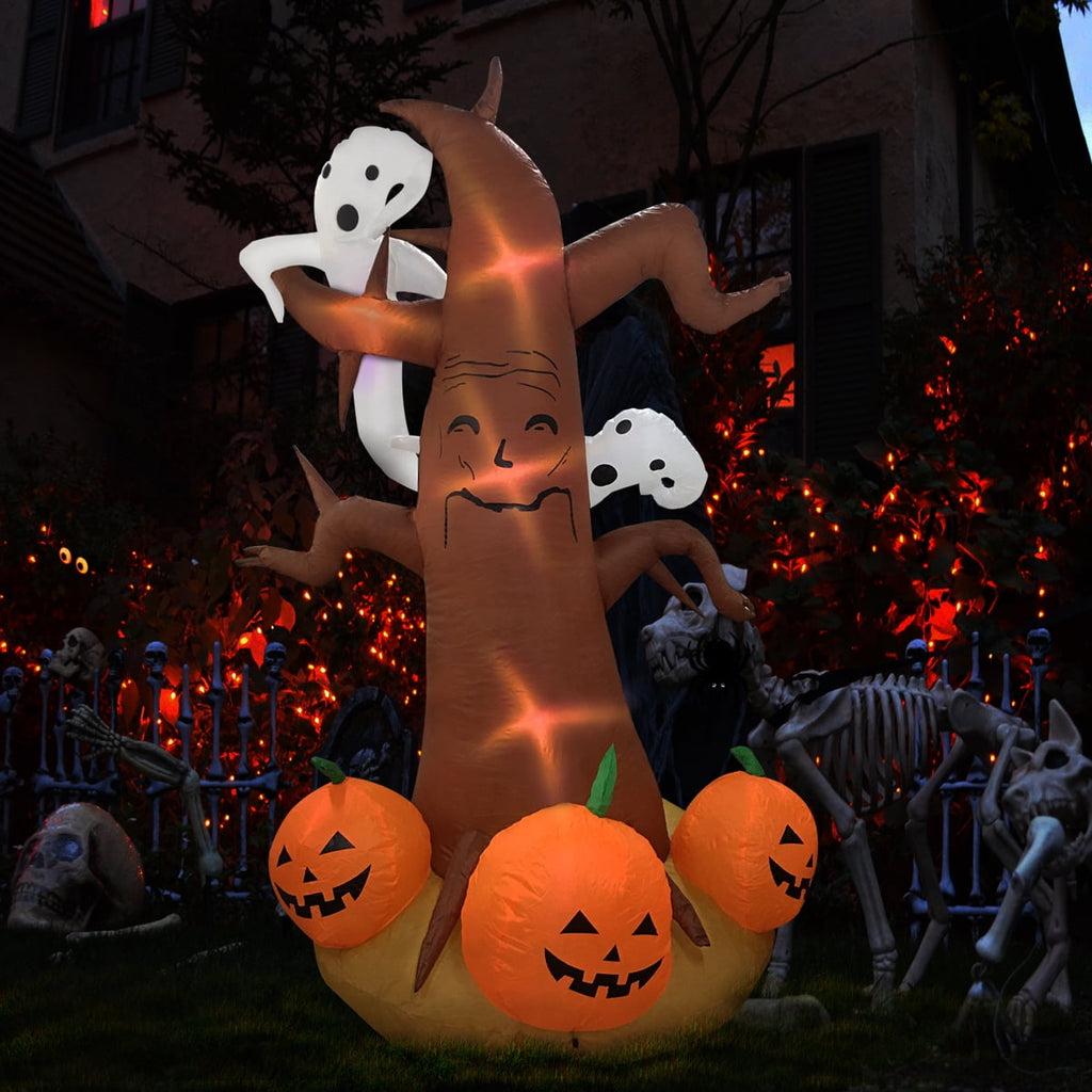 Gamexcel 8 ft Halloween Inflatable Pumpkin, Giant Lighted Jack-O'-Lantern Blow Up Yard Decoration Waterproof with LED, Blower, Stakes and Tethers