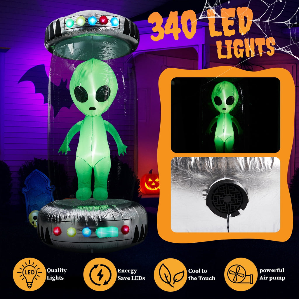 Ktaxon 8.2' Halloween Inflatables Outdoor Halloween Decoration Giant UFO Blow up Decor