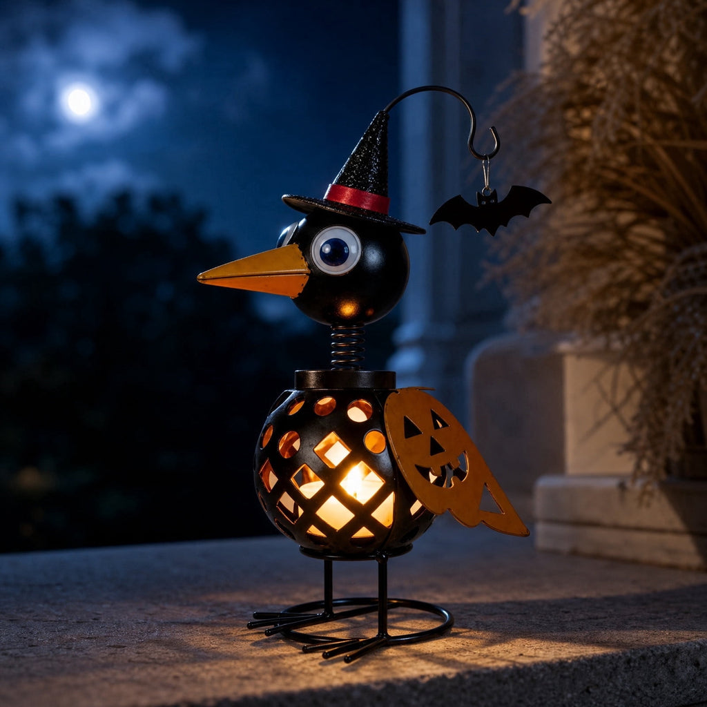 Halloween Decorations Outdoor, Lighted Hanging Ghost Decor with Witch Hat & Broom, LED Flying Ghost Decoration for Porch, Yard, Tree, Patio, Haunted House & Indoor Party 43.3in