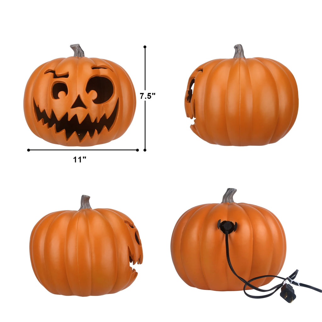 Gamexcel 21" LED Light-Up Jack O Lantern, Pre-lit Halloween Plastic Pumpkin Lights for Indoor/Outdoor Decoration - Angry Face