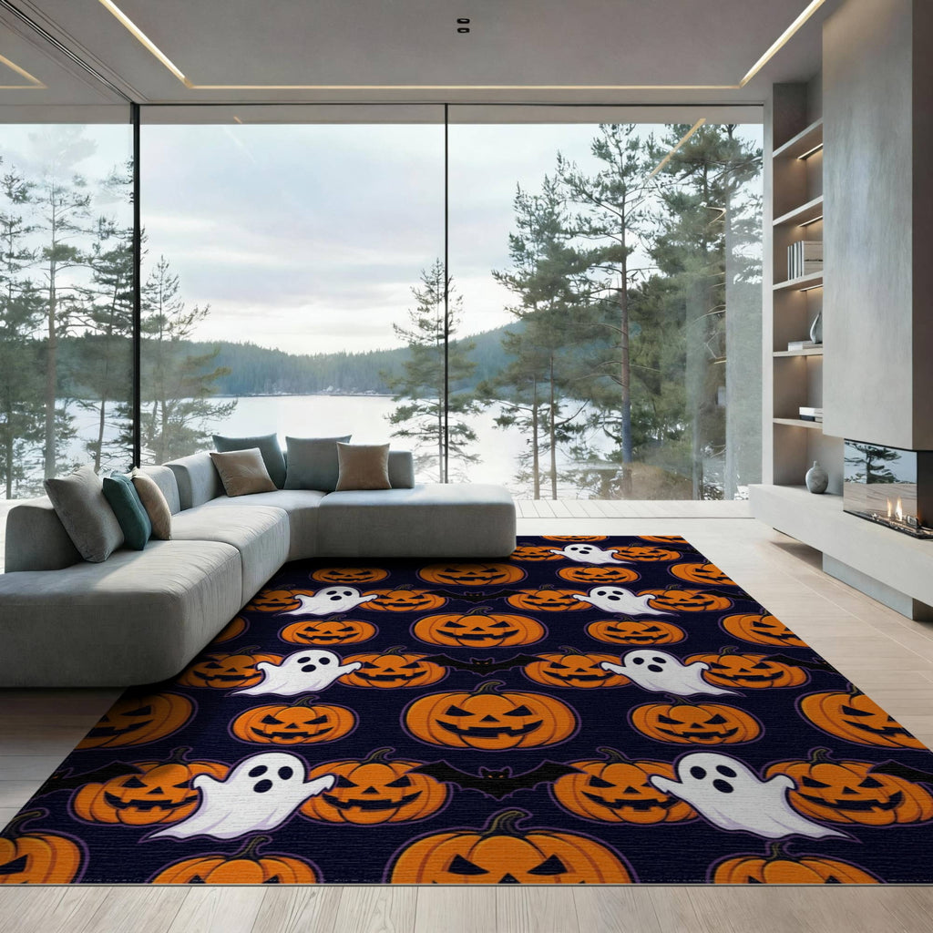 ODIKA Halloween October Phantom Gourd Flying Creature Fiber Doormat Stain Resistant Low Profile for Dorm Room, Small Living Apartment