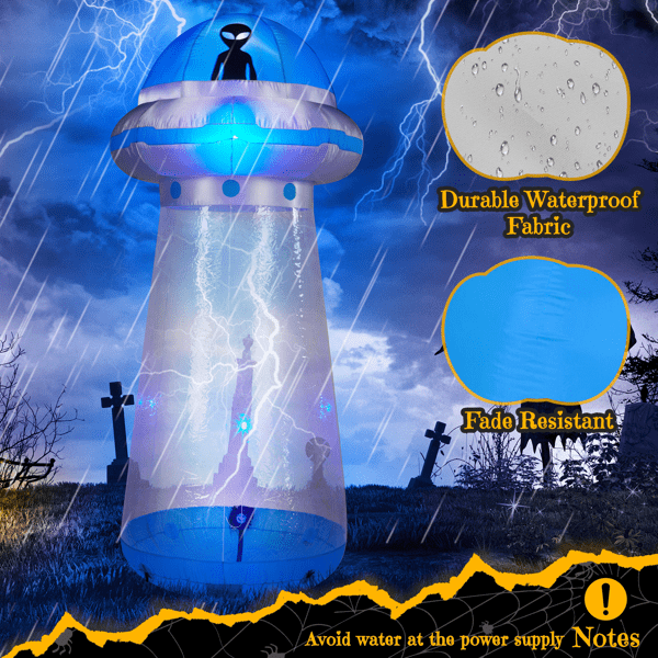 COTINSE 9 FT Halloween Inflatable UFO Yard Decoration with Built-in LEDs, UFO Halloween Decorations Outdoor Blow Up Lawn Decor