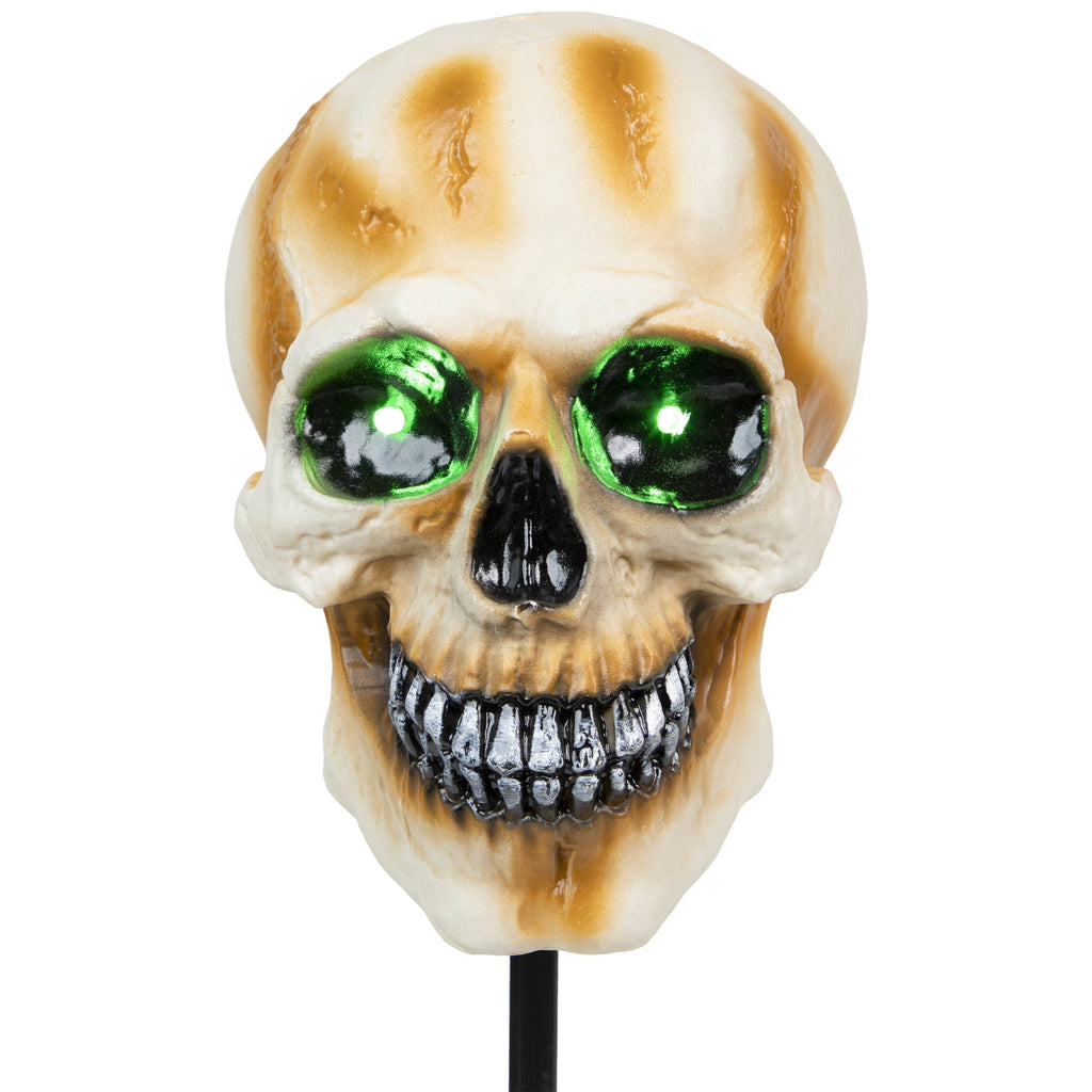 Northlight LED Lighted Skeleton Head Halloween Outdoor Pathway Markers with Sound - 15" - Set of 3