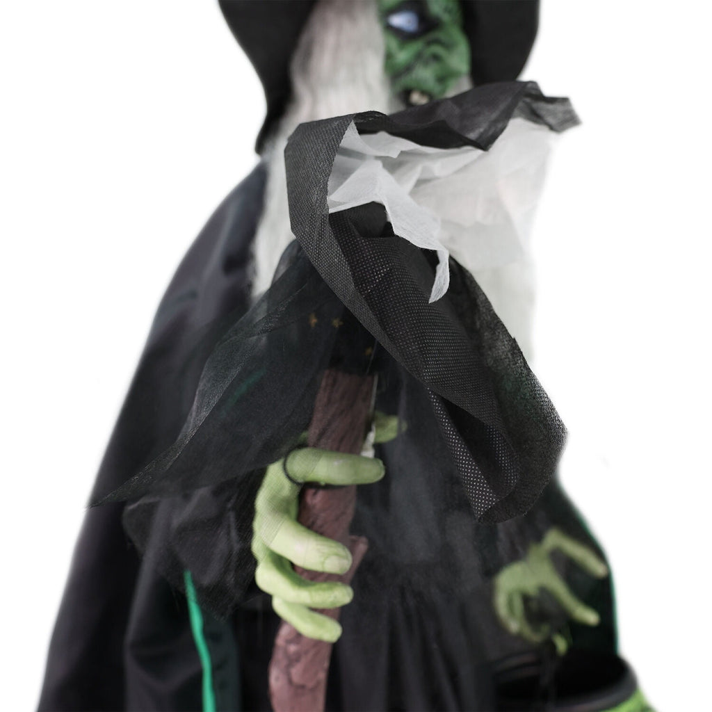 Haunted Hill Farm 6.0-Ft. Touch-Activated Mounted Flying Witch Halloween Animatronic