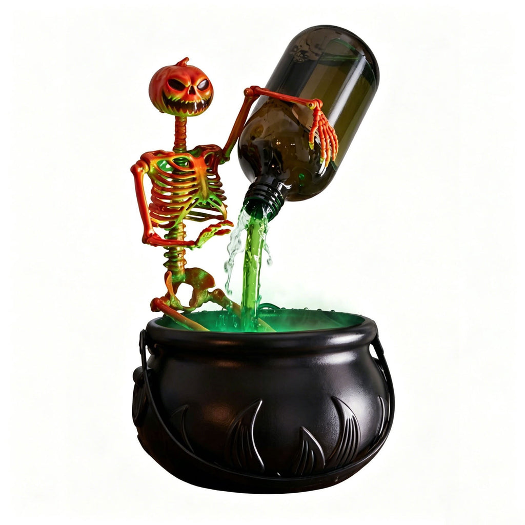 Halloween Skeleton Magic Potion Fountain – Mystical Desktop Recirculating Water & Mist Decor with Lighting Effects
