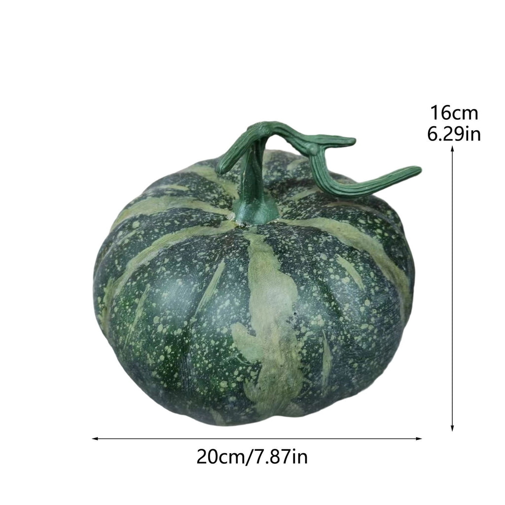13.7" Halloween Foam Pumpkin Decorations, 2 Pack Artificial Pumpkins for Table Mantel Shelf Display, Fall Autumn Home Decor for Thanksgiving Party (Green)