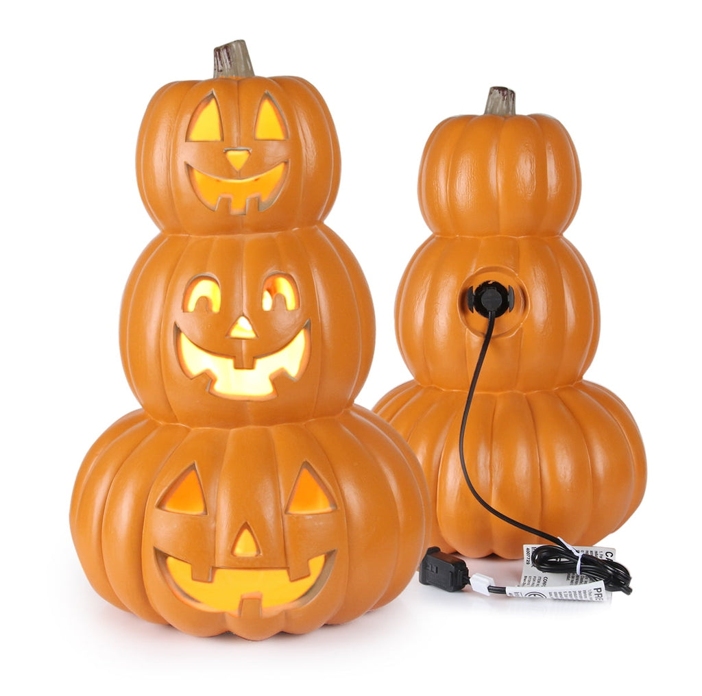 4Pack LED Lighted Jack O Lantern Indoor Outdoor Halloween Large Pumpkin Lantern Decoration