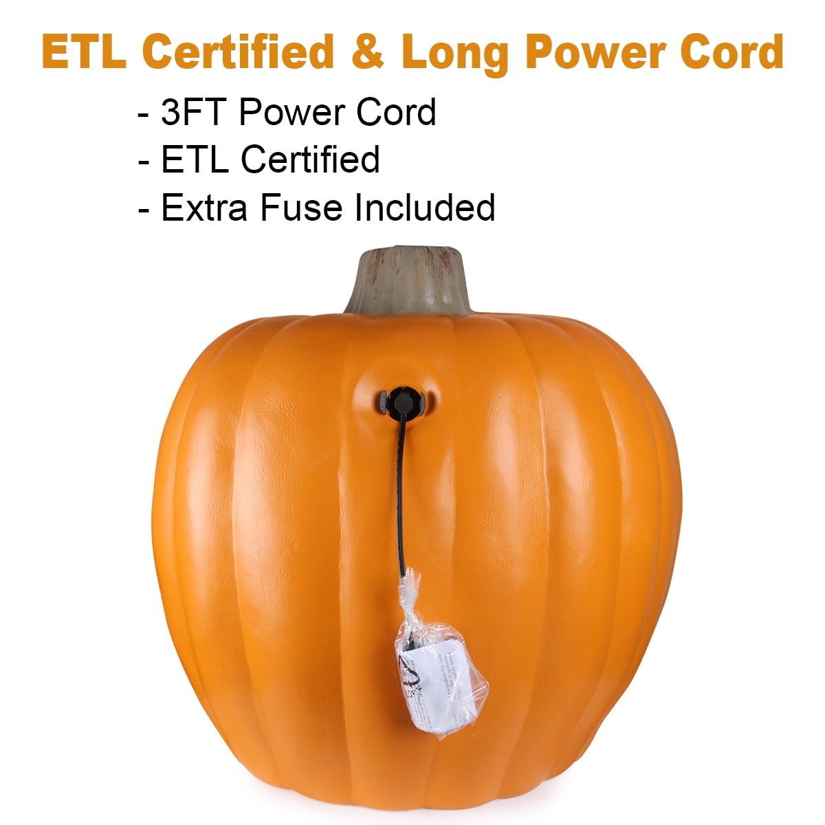 Gamexcel 21" LED Light-Up Jack O Lantern, Pre-lit Halloween Plastic Pumpkin Lights for Indoor/Outdoor Decoration - Angry Face