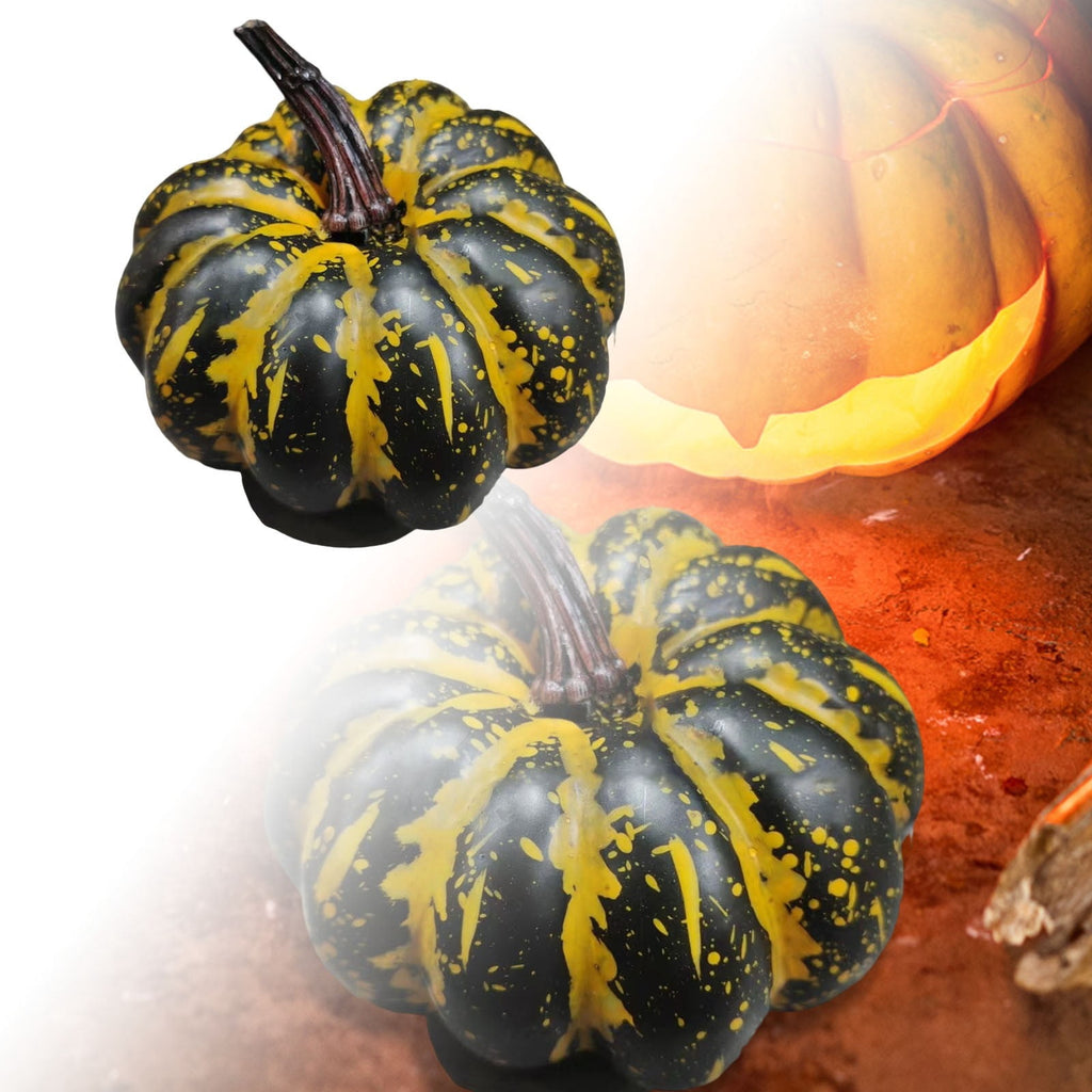 13.7" Halloween Foam Pumpkin Decorations, 2 Pack Artificial Pumpkins for Table Mantel Shelf Display, Fall Autumn Home Decor for Thanksgiving Party (Green)