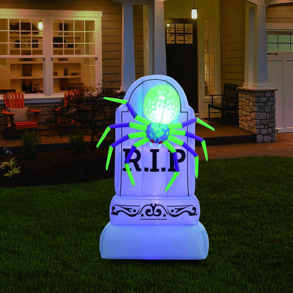 Tombstone with Prism Spider Airblown Yard Inflatable, Multicolor, 5', Halloween by Way To Celebrate