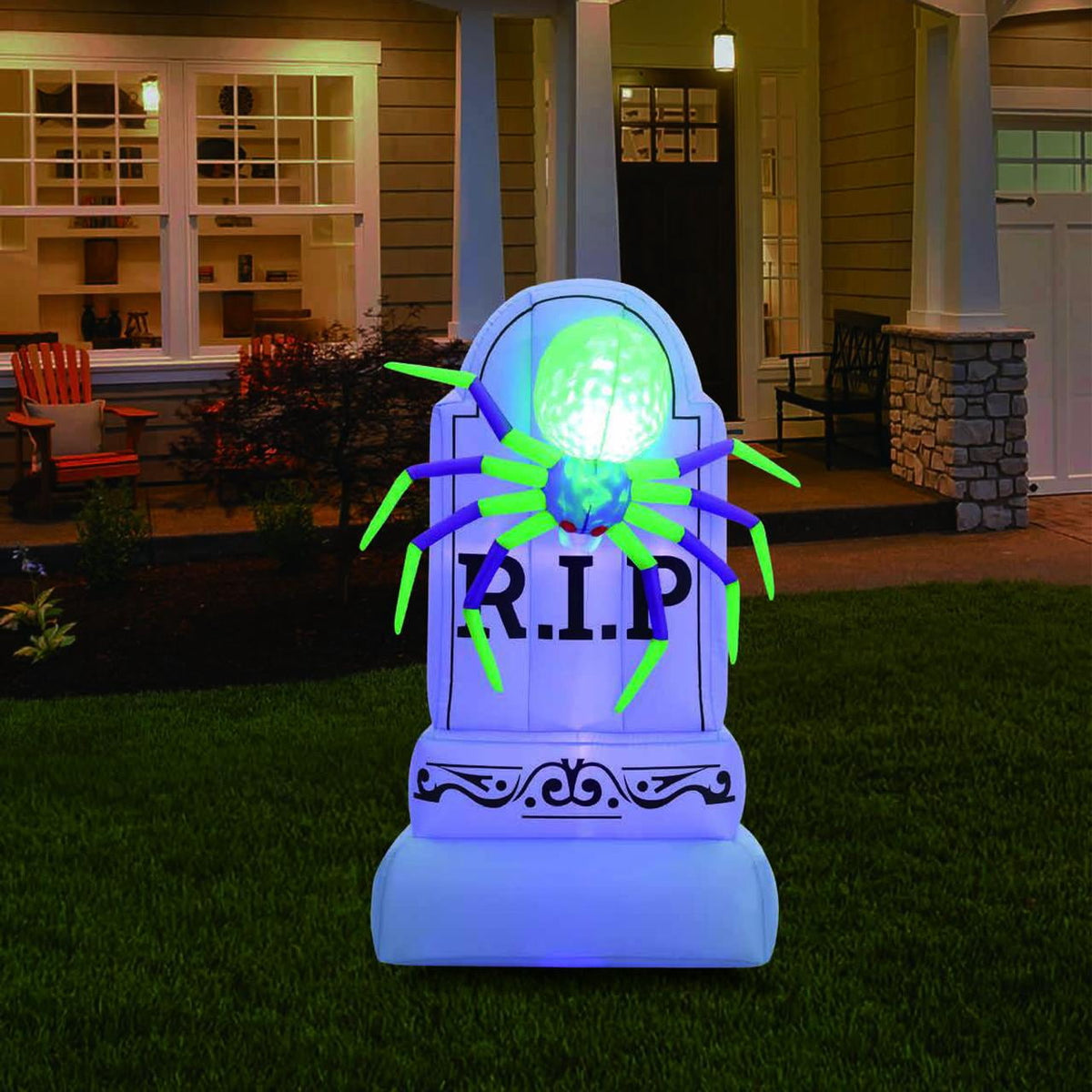 Tombstone with Prism Spider Airblown Yard Inflatable, Multicolor, 5', Halloween by Way To Celebrate