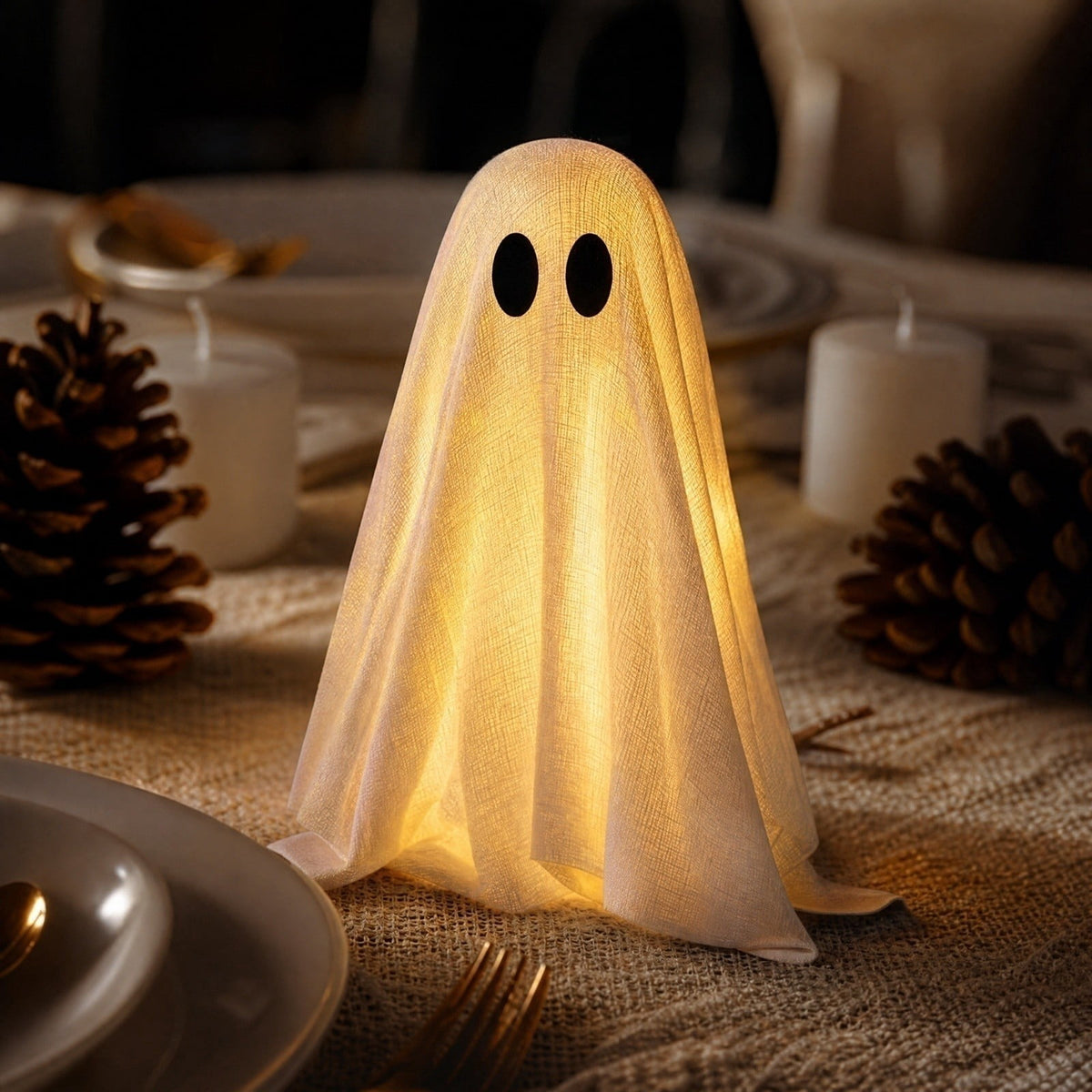 Halloween Decorations Outdoor, Lighted Hanging Ghost Decor with Witch Hat & Broom, LED Flying Ghost Decoration for Porch, Yard, Tree, Patio, Haunted House & Indoor Party 43.3in
