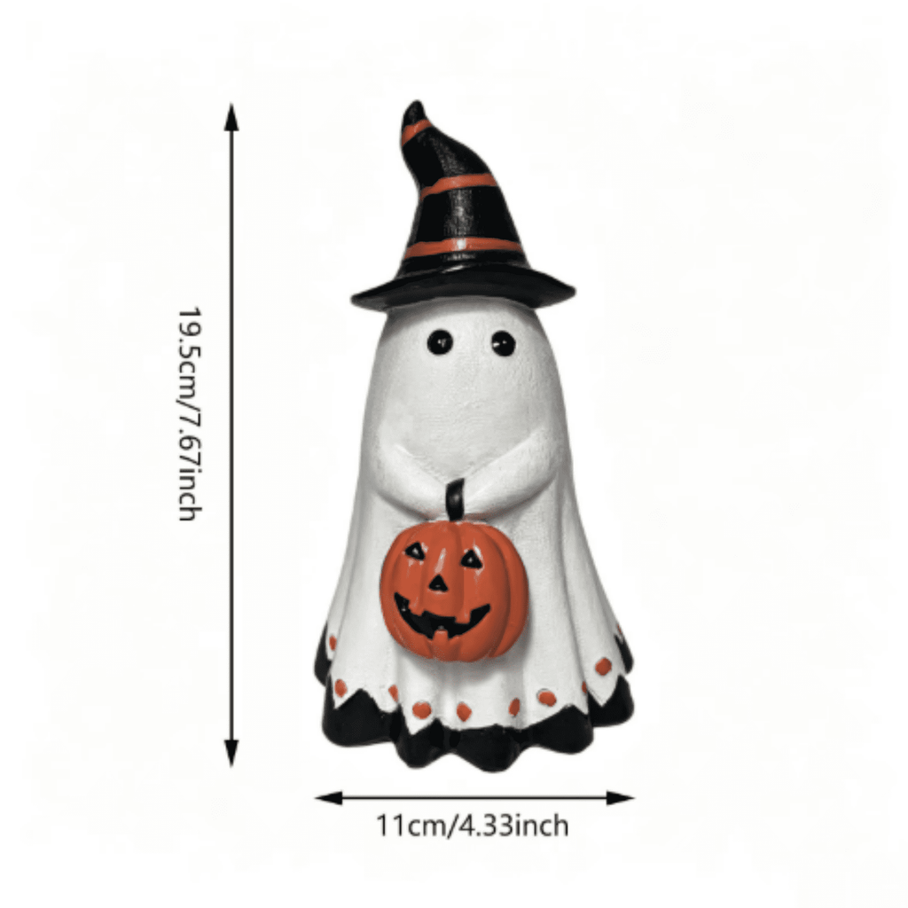 Halloween Decorations Outdoor, Lighted Hanging Ghost Decor with Witch Hat & Broom, LED Flying Ghost Decoration for Porch, Yard, Tree, Patio, Haunted House & Indoor Party 43.3in