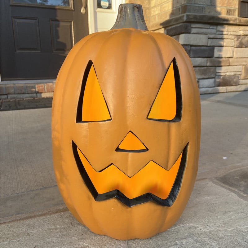 DUNCHATY 21" LED Pumpkin Light, Extra Large Angry Jack O' Lantern Halloween Decor for Outdoor Yard - Furious Face