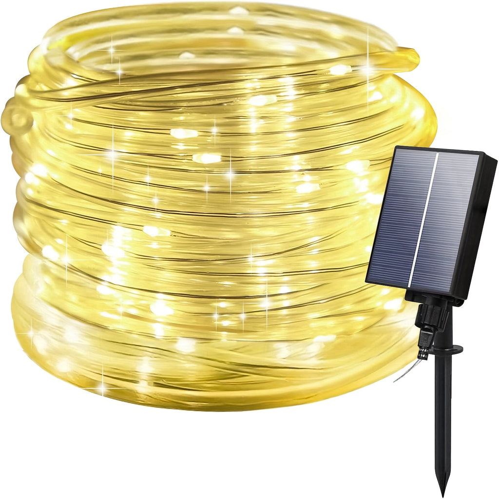 98FT 300 LED Solar Rope Lights, Multi‑Color 8 Lighting Modes, Solar Powered String Lights with 800mAh Battery & Removable Solar Panel, Outdoor Decor Light for Patio, Porch, Camping, Holiday Party