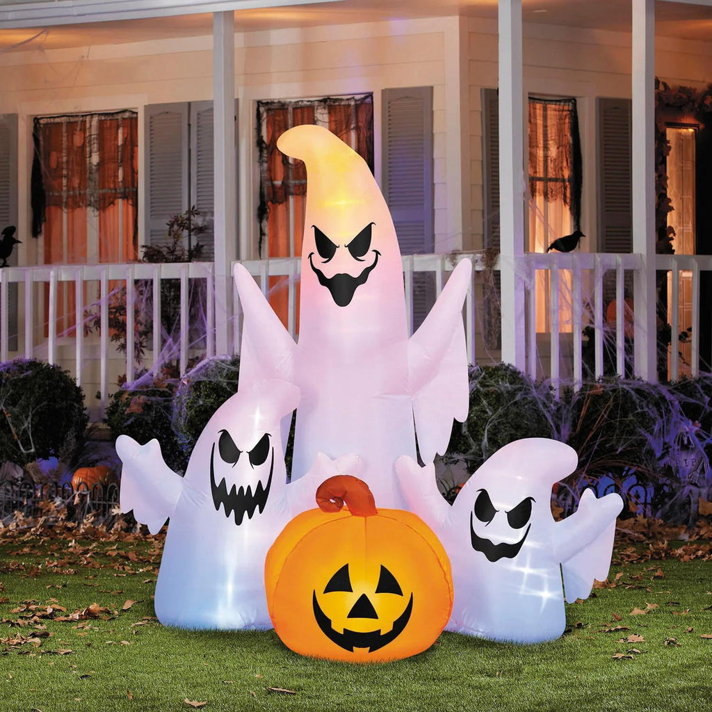Gemmy Halloween Scary Ghost Trio Inflatable Decoration - White