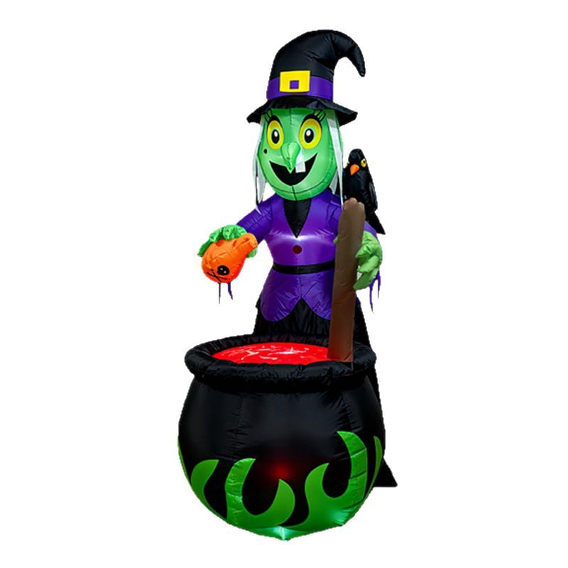6 FT Halloween Inflatables Witch with Cauldron Outdoor Decoration, Blow Up Witch with Build-in LED Lights, Halloween Blow Ups Yard Decorations for Outside Vacation Lawn Porch Holiday Decor