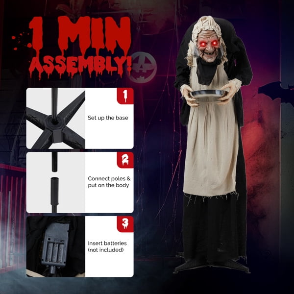 5FT Halloween Standing Decoration Touch-Activated with LED Lights for Yard Garden Party