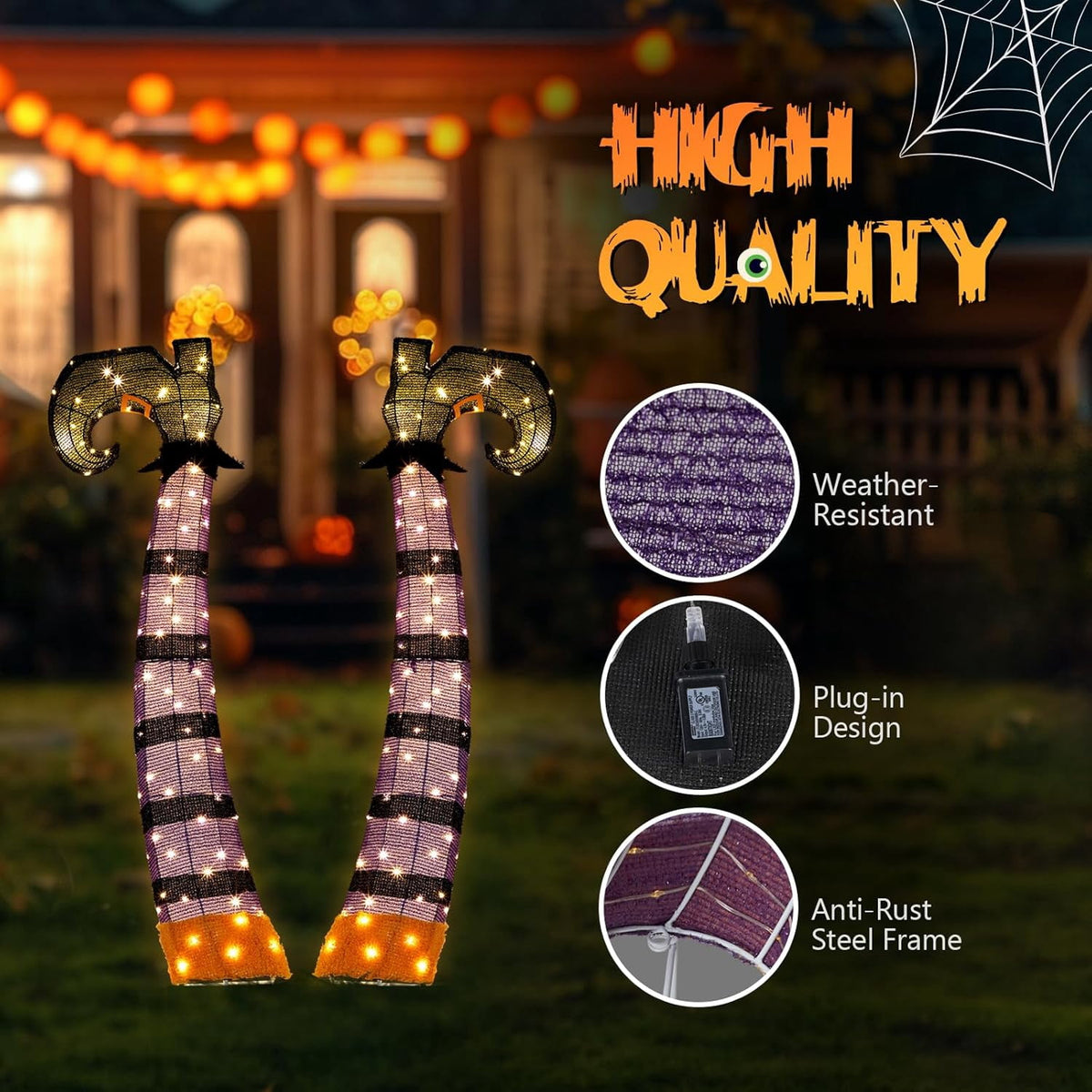 VINGLI 4FT Scary Lighted Halloween Decorations Outdoor, Pop Up Halloween Ghost Decorations, Light Up Ghost Decor with Pre-lit 135 LEDs, Cute Broom, Black Hat for Porch Yard Lawn Patio
