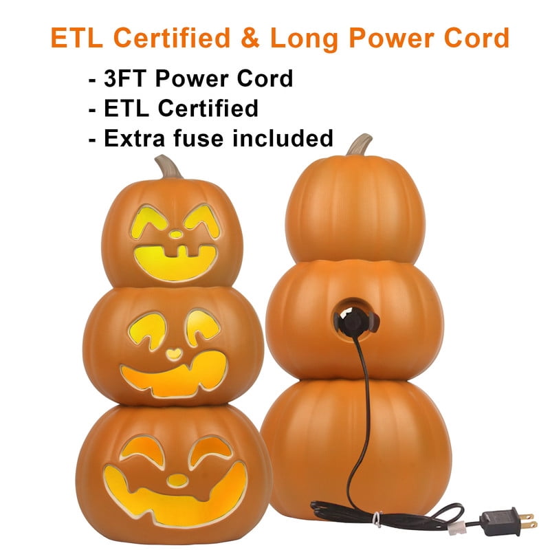 DUNCHATY 21" LED Pumpkin Light, Extra Large Angry Jack O' Lantern Halloween Decor for Outdoor Yard - Furious Face