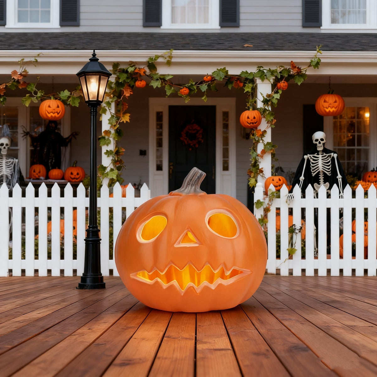 DUNCHATY 21" LED Pumpkin Light, Extra Large Angry Jack O' Lantern Halloween Decor for Outdoor Yard - Furious Face