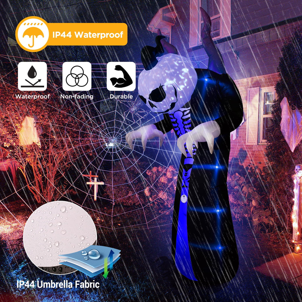Novtech 10 FT Grim Reaper Halloween Inflatables, Pumpkin Head, Motion Activated Scream, 8 RGB Light Modes, Blow Up Outdoor Yard Decorations for Trick or Treat, Lawn Garden Party & Scary Haunted House