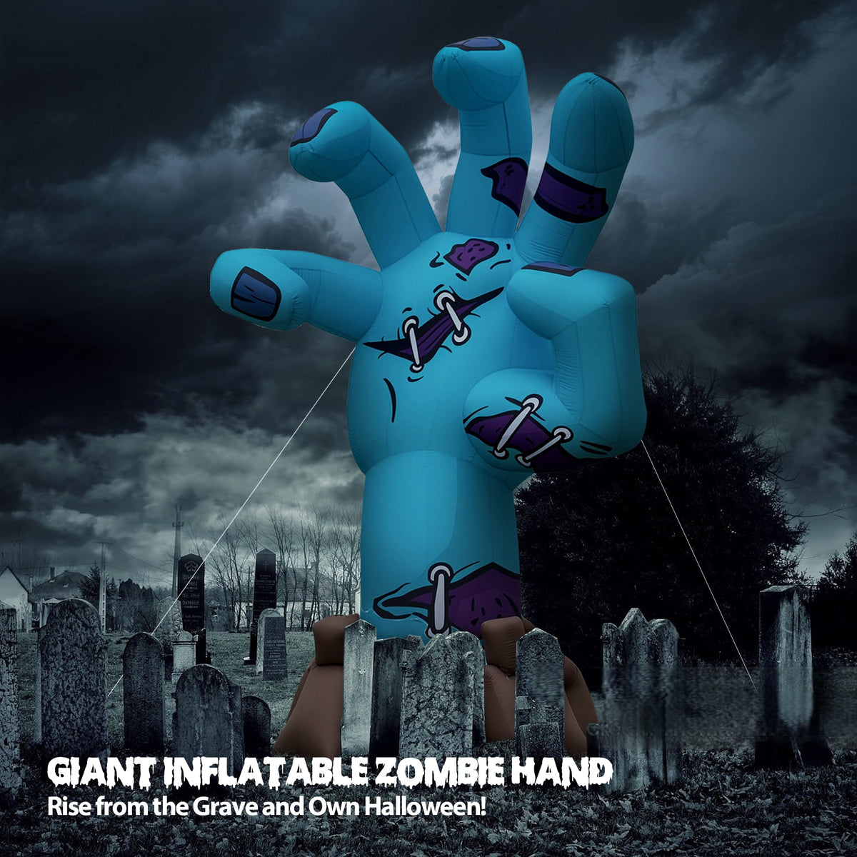 Wellcomer 20ft Giant Inflatable Zombie Hand with Blower - Halloween Outdoor Decor