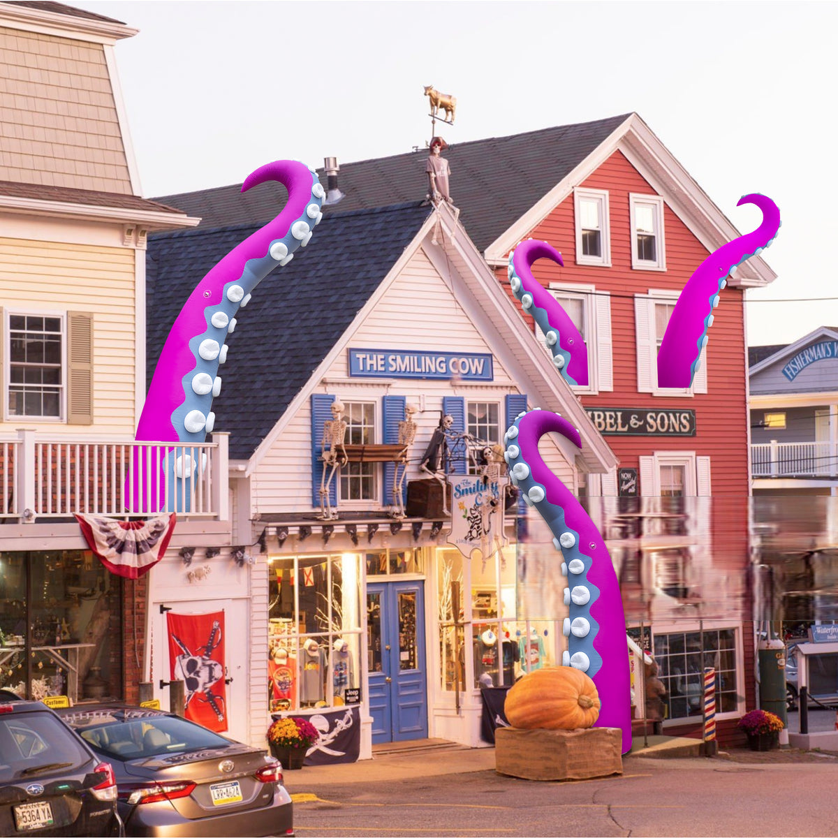 Wellcomer 10x8ft Inflatable Tentacles with Color-changing LED & Built-in Blower - Halloween Outdoor Decor (1 Pc)