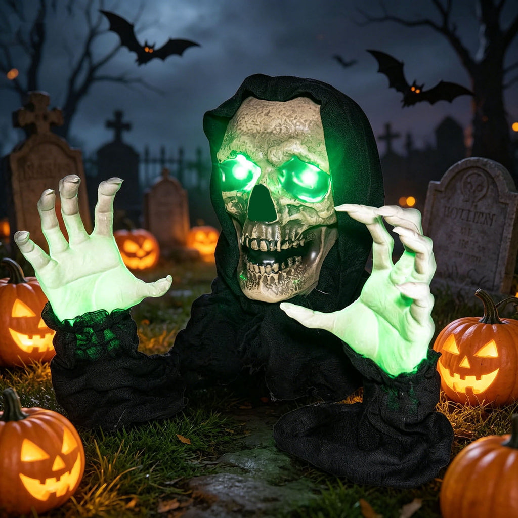 Halloween Skeleton Garden Stake Glowing Skull Yard Decor Outdoor Cemetery Prop
