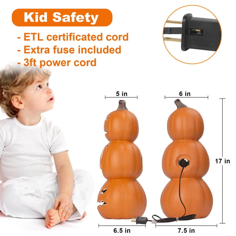 DUNCHATY 21" LED Pumpkin Light, Extra Large Angry Jack O' Lantern Halloween Decor for Outdoor Yard - Furious Face