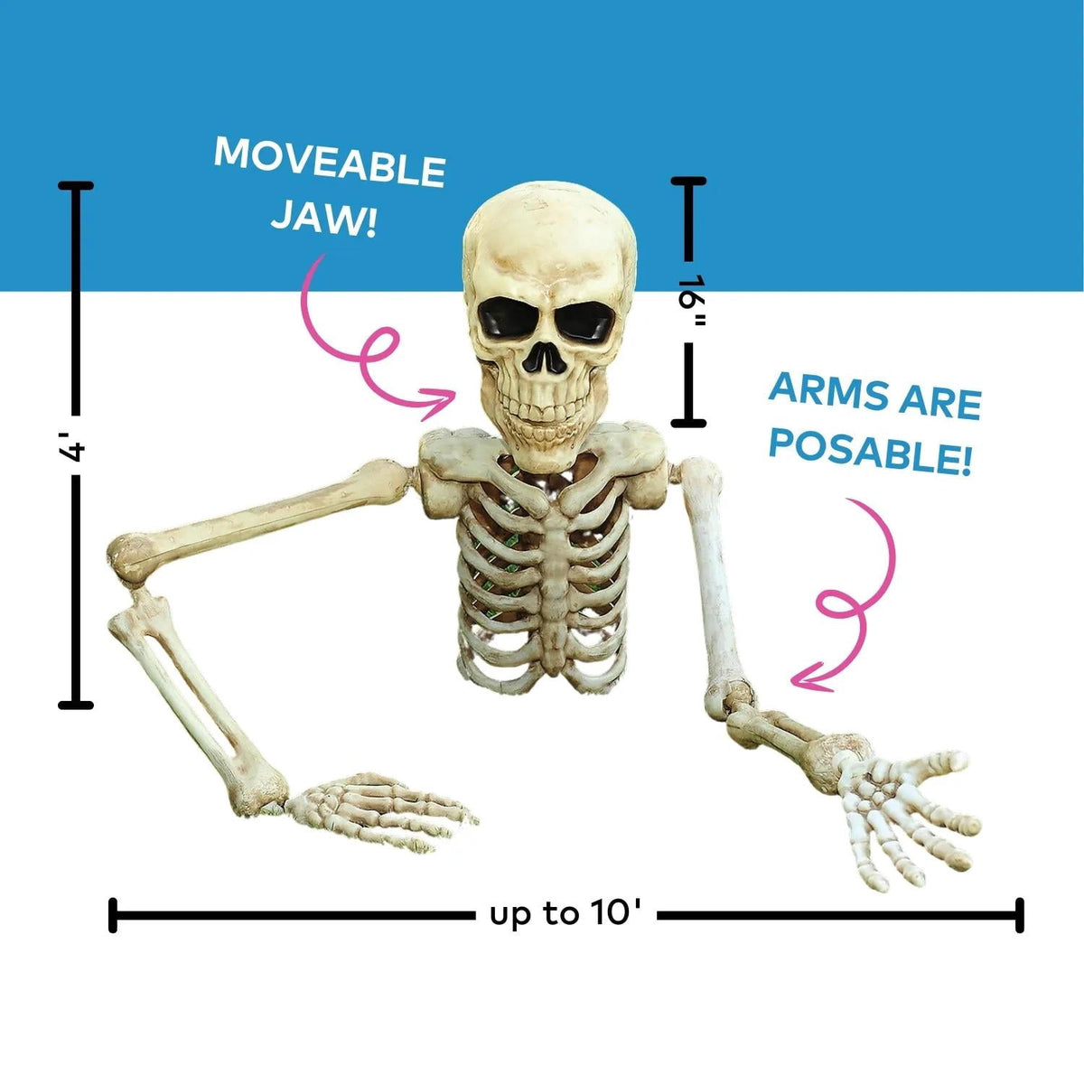 Fun World 4 ft Posable Skeleton Grave Breaker Halloween Decoration