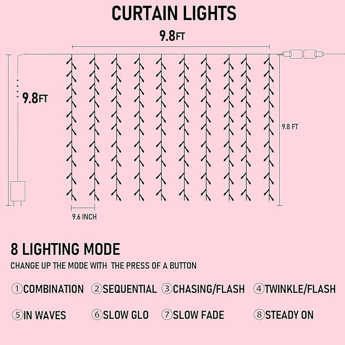 General Smart Curtain Lights, 400LED 6.6FT x 6.6FT Color Changing Valentine's Day Christmas Lights with Remote & APP, Dynamic DIY Fairy String Lights for Indoor Outdoor Bedroom Decorations